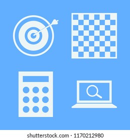 planning vector icons set. with chess board, calculator, target and find concept in set