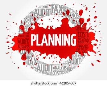 PLANNING word cloud collage, business concept background