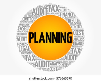 PLANNING word cloud collage, business concept background