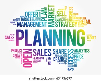 PLANNING word cloud collage, business concept background