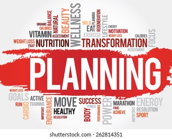 PLANNING word cloud, fitness, sport, health concept