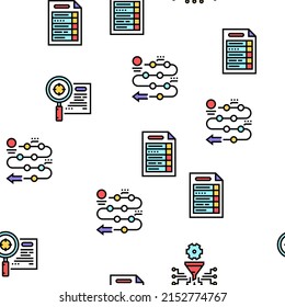 Planning Work Process Vector Seamless Pattern Thin Line Illustration