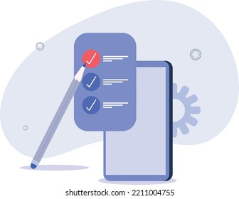 planning work tasks In smartphone.vector illustration.