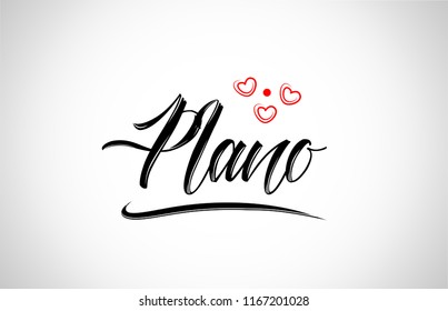 plano city text design with red heart typographic icon design suitable for touristic promotion