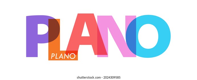 PLANO. The name of the city on a white background. Vector design template for poster, postcard, banner. Vector illustration.