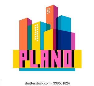 Plano Texas beautiful city to visit. vector cartoon