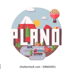 Plano Texas beautiful city to visit. vector cartoon