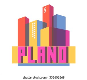 Plano Texas beautiful city to visit. vector cartoon