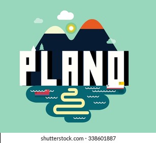 Plano Texas beautiful city to visit. vector cartoon