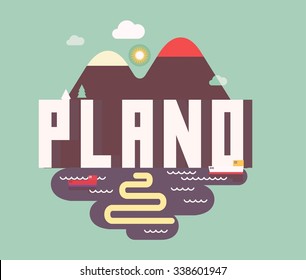 Plano Texas beautiful city to visit. vector cartoon