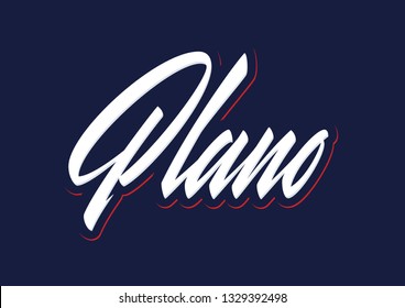 Plano Texas brush script vector lettering sign element