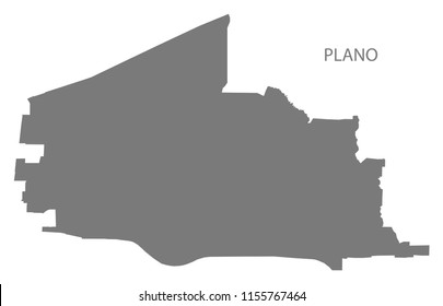 Plano Texas city map grey illustration silhouette shape