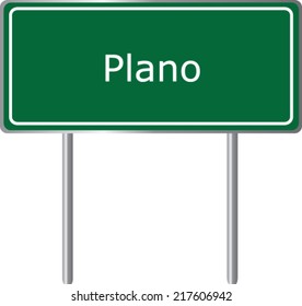 Plano, Texas, road sign green vector illustration, USA city