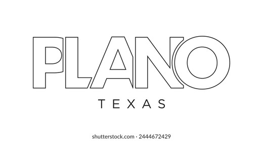 Plano, Texas, USA typography slogan design. America logo with graphic city lettering for print and web.