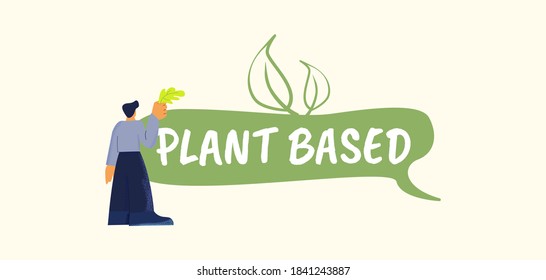 Planrt based poster. Organic green banner with eco food and natural products healthy lifestyle proper vegetarian diet with biological vitamins and minerals friendly food benefits vector organism.