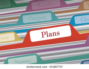 Plans folder in file folders personal finance, vector illustration
