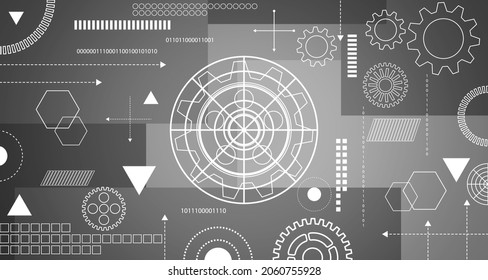 Planes, engranajes para el diseño de la tecnología del futuro mundo EP.4.Vector de fondo del concepto de comunicación de alta tecnología