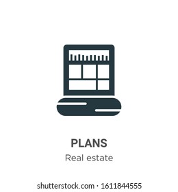 Plans glyph icon vector on white background. Flat vector plans icon symbol sign from modern real estate collection for mobile concept and web apps design.