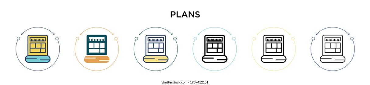 Icono de Planes en el estilo relleno, delgado, contorno y trazo. Ilustración vectorial de dos planos de color y negro los diseños de iconos vectoriales se pueden usar para móviles, ui, web