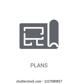 Plans icon. Trendy Plans logo concept on white background from Real Estate collection. Suitable for use on web apps, mobile apps and print media.
