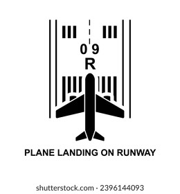 Plans landing on runway icon isolated on background vector illustration.