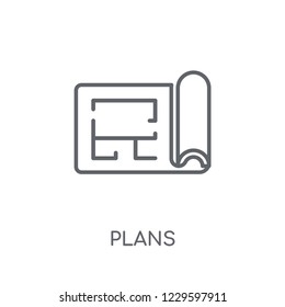 Plans linear icon. Modern outline Plans logo concept on white background from Real Estate collection. Suitable for use on web apps, mobile apps and print media.
