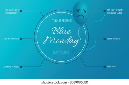 Plans to make the saddest day of the year,blue Monday.vector illustration