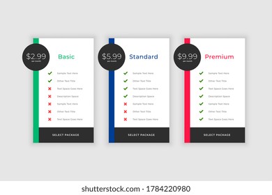 plans and pricing comparision template for websites and app