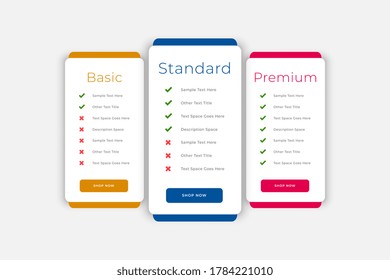 plantilla web de negocio de tablas de precios y planes