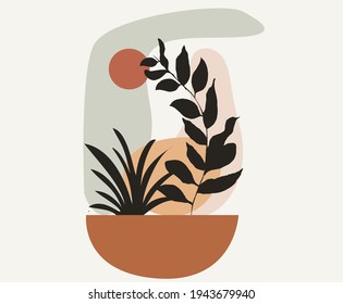 Plant abstract modern digital illustration for fashion , wall and others