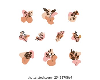 Conjunto de Elementos de Design Estético de Planta