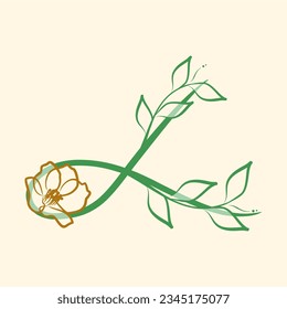 Plant alphabet with flower. Series of letters A-Z. Images of plants. Minimalism. Beautiful letters. Line drawing. The initial L logo design is combined with a plant. ABC