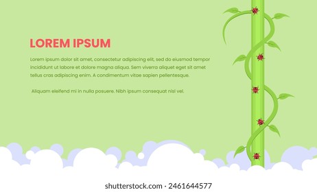 Plant and animal background with ladybug and vines vector illustration