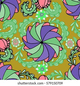 Plant background with flower in the center of the drawing