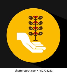 plant and bag of coffee bean , vector illustration