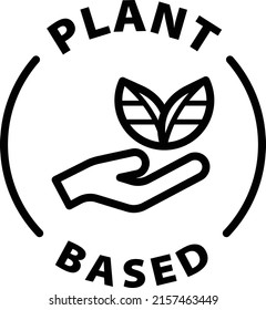 plant based black outline badge icon label isolated vector on transparent background