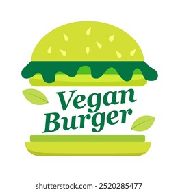 Logotipo de hambúrguer à base de plantas para dieta, modelo de logotipo de hambúrguer vegetariano vegano.