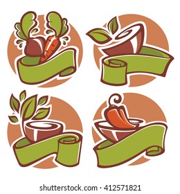 plant based cuisine, vector logo for vegetarian restaurant