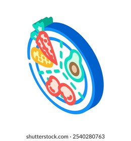 Dieta basada en plantas Comida vegana Icono de Vector isométrico. Dieta basada en plantas Signo de comida vegana. Ilustración de símbolo aislado