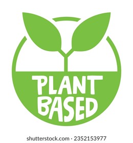 Emblema de planta. Insignia amistosa Vegan Eco con ícono de planta.