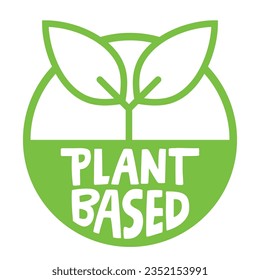 Plant based emblem. Vegan Eco friendly badge with plant icon.