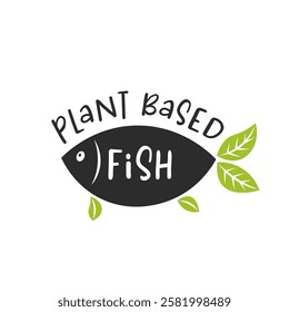 Plant based fish. Vegan product. Fish healthy alternative for vegetarians or vegans. Tasty veggie fish. Organic natural food. Cartoon Color Alternative Meat Vegetarians Icon. Save the world concept