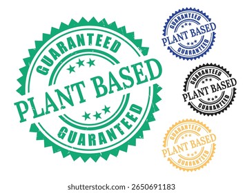 Pflanzenbasierte Lebensmittelverpackungsetiketten, Vegan Product Stamp Vector