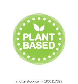 Plant based green stamp in flat style on white background. Vector illustration.