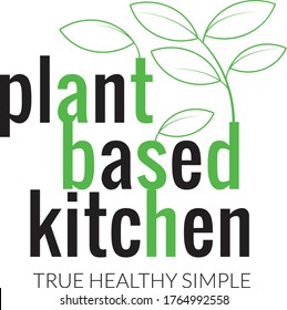 plant based kitchen for healthy food logo, image, sticker, tshir design suitable for healthy food catering etc