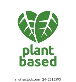 Plant based label. with leaf icon. Vector illustration isolated on white background