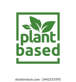 Etiqueta basada en plantas. con icono de hoja. Ilustración vectorial aislada sobre fondo blanco