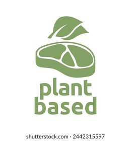 Plant based label. with leaf icon. Vector illustration isolated on white background