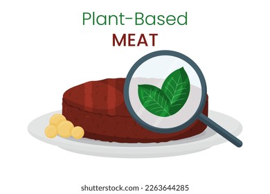 Plant based meat, alternative protein concept. Vector vegan cutlet isolated on white. 