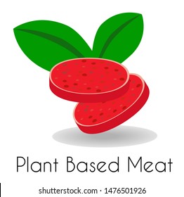 Plant based Meat Patties with salami style roll and leaves
